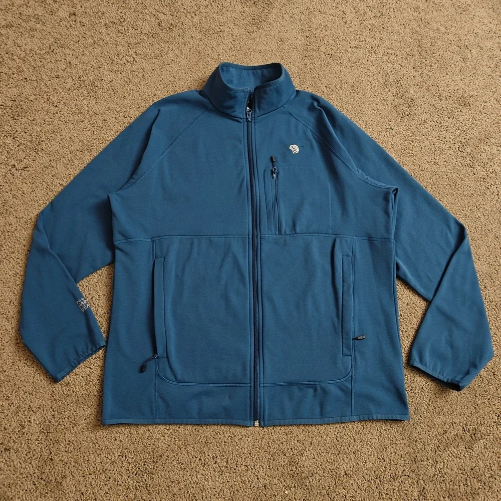 Mountain Hardwear Men's Fleece Jacket Blue Full‎ Zip Size Large Outdoor